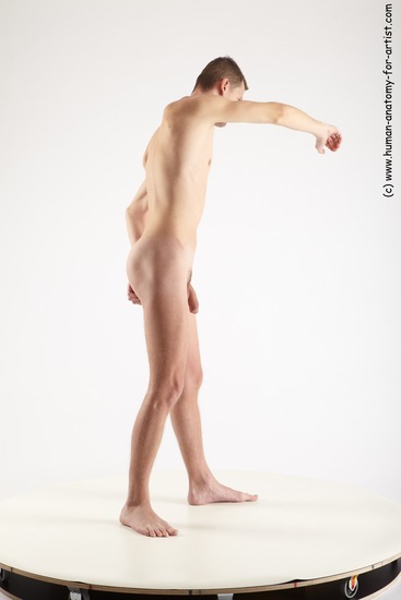 Nude Man White Standing poses - ALL Slim Short Brown Standing poses - simple Realistic