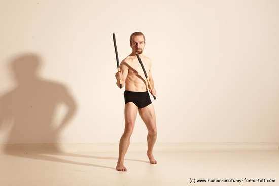 Underwear Fighting Man White Standing poses - ALL Slim Short Blond Standing poses - simple Dynamic poses Academic