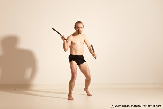 Underwear Fighting Man White Standing poses - ALL Slim Short Blond Standing poses - simple Dynamic poses Academic