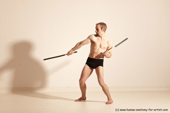 Underwear Fighting Man White Standing poses - ALL Slim Short Blond Standing poses - simple Dynamic poses Academic