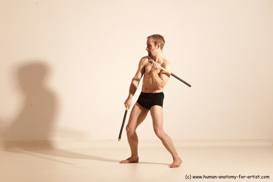 Underwear Fighting Man White Standing poses - ALL Slim Short Blond Standing poses - simple Dynamic poses Academic