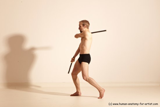 Underwear Fighting Man White Standing poses - ALL Slim Short Blond Standing poses - simple Dynamic poses Academic