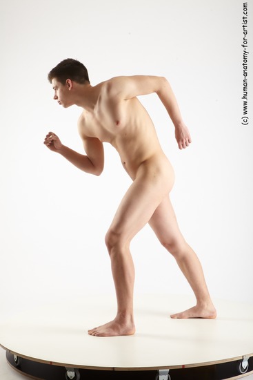 Nude Man White Standing poses - ALL Slim Short Brown Standing poses - bend over Realistic