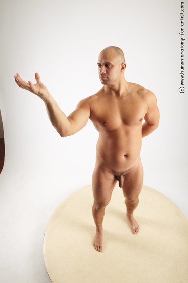 Nude Man White Standing poses - ALL Slim Bald Standing poses - simple Realistic