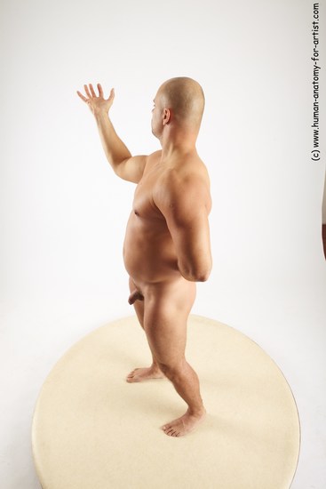 Nude Man White Standing poses - ALL Slim Bald Standing poses - simple Realistic