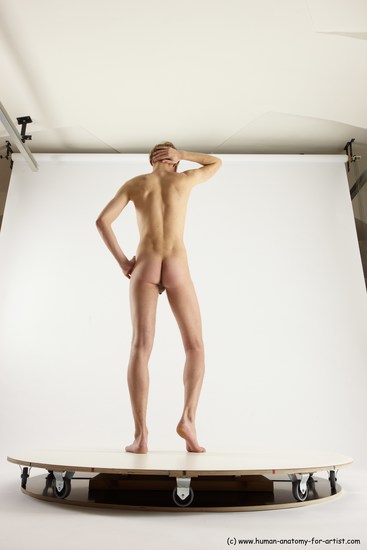 Nude Man White Standing poses - ALL Underweight Medium Brown Standing poses - simple Multi angles poses Realistic