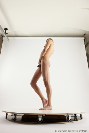 Nude Man White Standing poses - ALL Underweight Medium Brown Standing poses - simple Multi angles poses Realistic