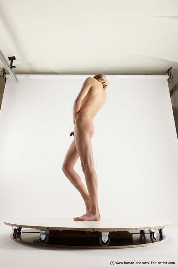 Nude Man White Standing poses - ALL Underweight Medium Brown Standing poses - simple Multi angles poses Realistic