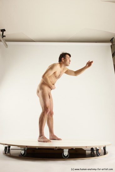 Nude Man White Standing poses - ALL Slim Short Brown Standing poses - bend over Multi angles poses Realistic