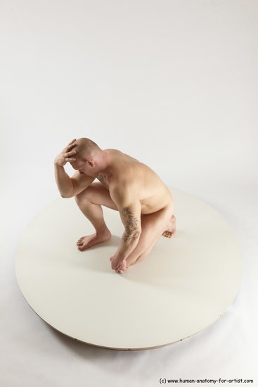 Nude Man White Standing poses - ALL Slim Bald Standing poses - knee-bend Multi angles poses Realistic