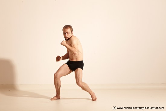 Underwear Martial art Man White Moving poses Slim Short Blond Dynamic poses Academic