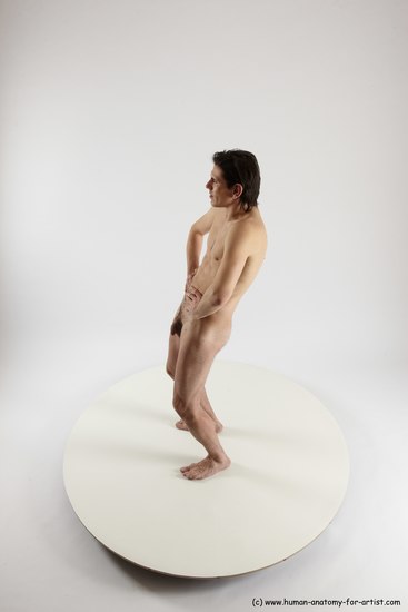 Nude Man White Standing poses - ALL Slim Short Brown Standing poses - simple Multi angles poses Realistic