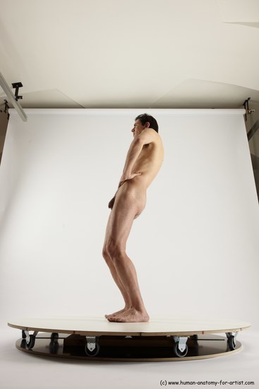 Nude Man White Standing poses - ALL Slim Short Brown Standing poses - simple Multi angles poses Realistic