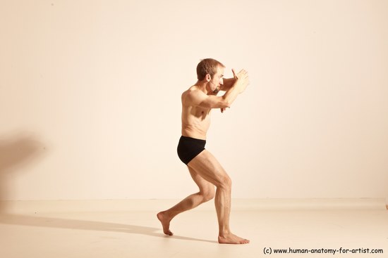 Underwear Martial art Man White Moving poses Athletic Short Brown Dynamic poses Academic