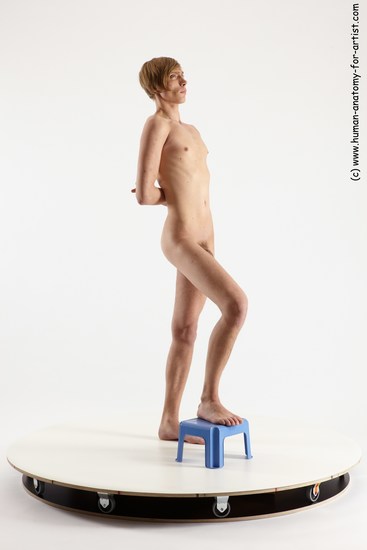 Nude Man White Standing poses - ALL Underweight Medium Brown Standing poses - knee-bend Multi angles poses Realistic