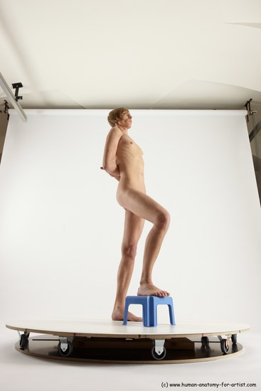 Nude Man White Standing poses - ALL Underweight Medium Brown Standing poses - knee-bend Multi angles poses Realistic