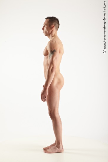 Nude Man White Standing poses - ALL Slim Short Brown Standing poses - simple Realistic