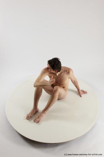 Nude Man White Sitting poses - simple Slim Short Brown Sitting poses - ALL Multi angles poses Realistic