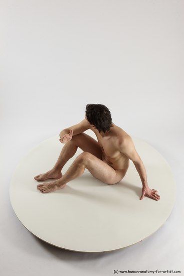 Nude Man White Sitting poses - simple Slim Short Brown Sitting poses - ALL Multi angles poses Realistic