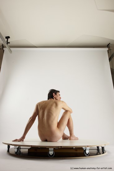 Nude Man White Sitting poses - simple Slim Short Brown Sitting poses - ALL Multi angles poses Realistic