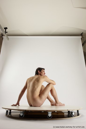 Nude Man White Sitting poses - simple Slim Short Brown Sitting poses - ALL Multi angles poses Realistic