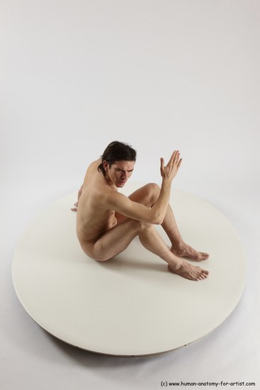 Nude Man White Sitting poses - simple Slim Short Brown Sitting poses - ALL Multi angles poses Realistic