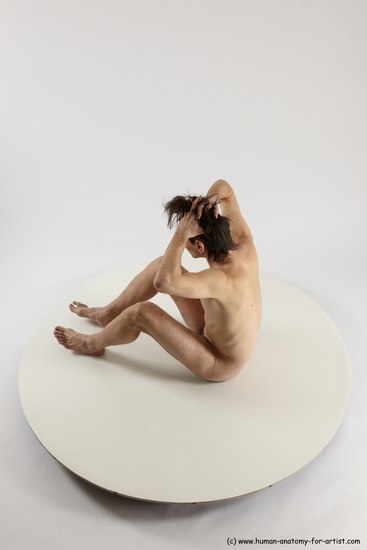 Nude Man White Sitting poses - simple Slim Short Brown Sitting poses - ALL Multi angles poses Realistic