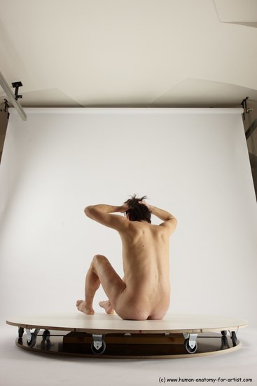 Nude Man White Sitting poses - simple Slim Short Brown Sitting poses - ALL Multi angles poses Realistic