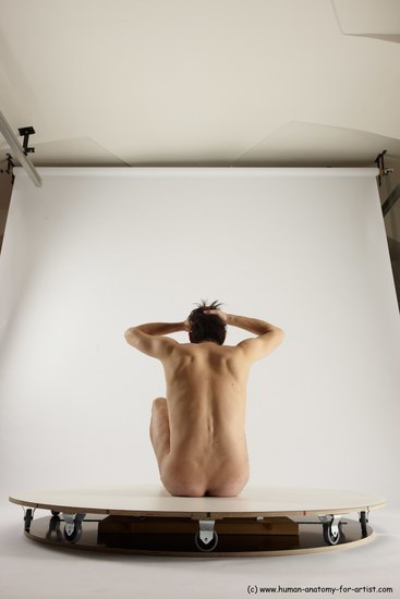 Nude Man White Sitting poses - simple Slim Short Brown Sitting poses - ALL Multi angles poses Realistic