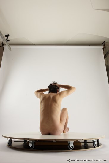 Nude Man White Sitting poses - simple Slim Short Brown Sitting poses - ALL Multi angles poses Realistic