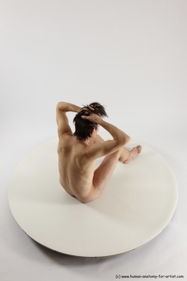 Nude Man White Sitting poses - simple Slim Short Brown Sitting poses - ALL Multi angles poses Realistic