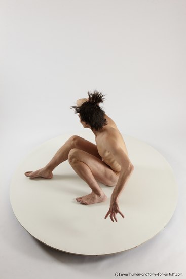 Nude Man White Sitting poses - simple Slim Short Brown Sitting poses - ALL Multi angles poses Realistic