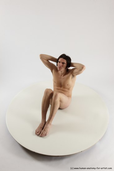 Nude Man White Sitting poses - simple Slim Short Brown Sitting poses - ALL Multi angles poses Realistic