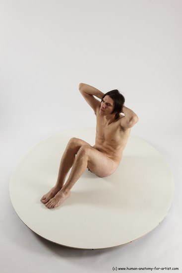 Nude Man White Sitting poses - simple Slim Short Brown Sitting poses - ALL Multi angles poses Realistic