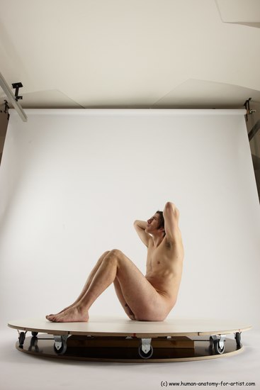 Nude Man White Sitting poses - simple Slim Short Brown Sitting poses - ALL Multi angles poses Realistic