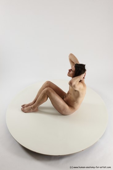 Nude Man White Sitting poses - simple Slim Short Brown Sitting poses - ALL Multi angles poses Realistic