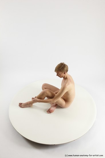 Nude Man White Sitting poses - simple Underweight Medium Brown Sitting poses - ALL Multi angles poses Realistic