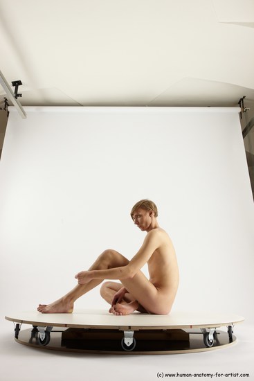 Nude Man White Sitting poses - simple Underweight Medium Brown Sitting poses - ALL Multi angles poses Realistic