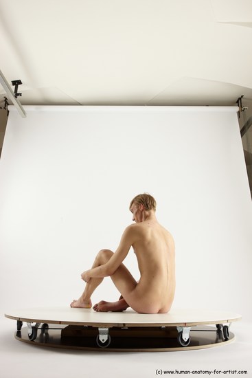 Nude Man White Sitting poses - simple Underweight Medium Brown Sitting poses - ALL Multi angles poses Realistic