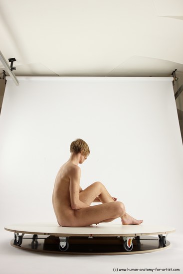 Nude Man White Sitting poses - simple Underweight Medium Brown Sitting poses - ALL Multi angles poses Realistic