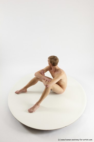 Nude Man White Sitting poses - simple Underweight Medium Brown Sitting poses - ALL Multi angles poses Realistic