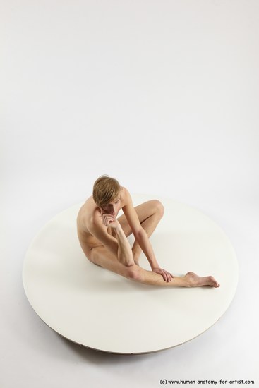 Nude Man White Sitting poses - simple Underweight Medium Brown Sitting poses - ALL Multi angles poses Realistic