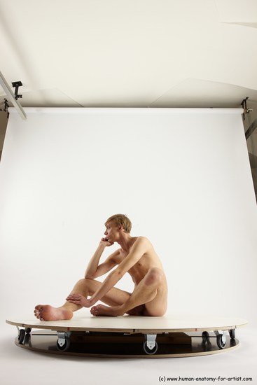 Nude Man White Sitting poses - simple Underweight Medium Brown Sitting poses - ALL Multi angles poses Realistic