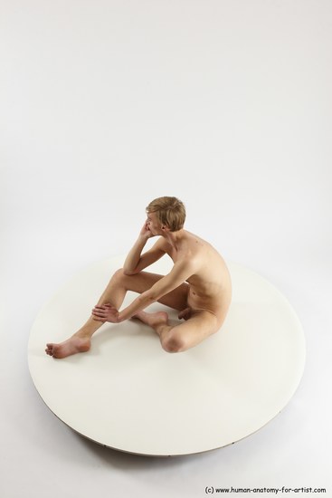 Nude Man White Sitting poses - simple Underweight Medium Brown Sitting poses - ALL Multi angles poses Realistic