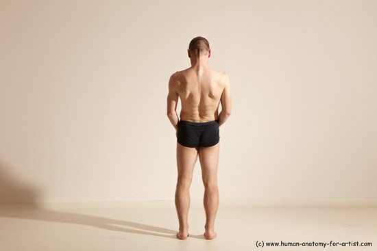 Underwear Gymnastic poses Man White Slim Bald Dancing Dynamic poses Academic