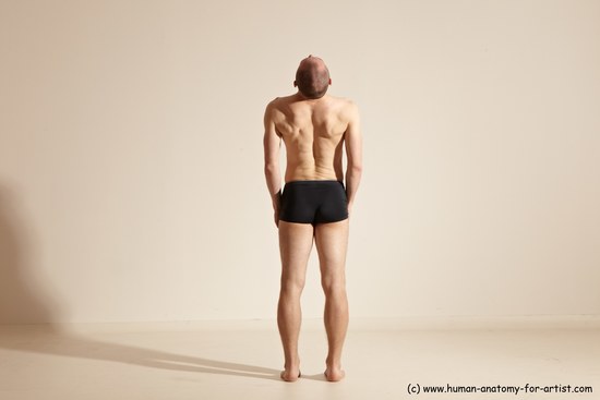 Underwear Gymnastic poses Man White Slim Bald Dancing Dynamic poses Academic