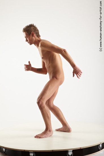 Nude Man White Standing poses - ALL Slim Short Blond Standing poses - simple Realistic