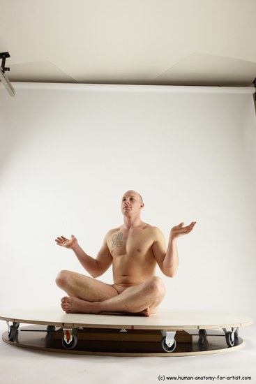 Nude Man White Sitting poses - simple Slim Bald Sitting poses - ALL Multi angles poses Realistic