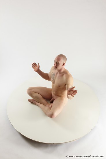 Nude Man White Sitting poses - simple Slim Bald Sitting poses - ALL Multi angles poses Realistic