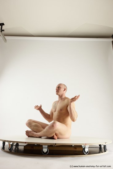 Nude Man White Sitting poses - simple Slim Bald Sitting poses - ALL Multi angles poses Realistic